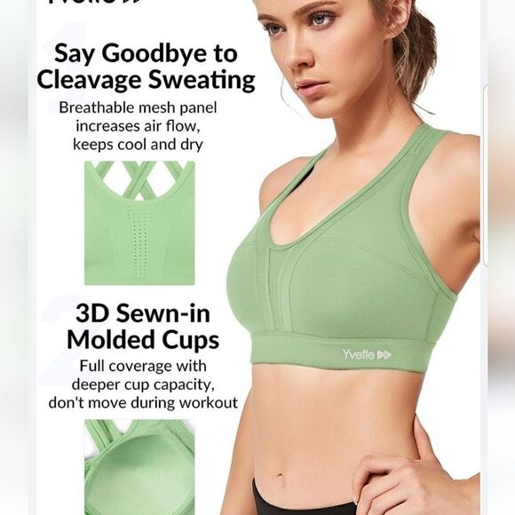 Yvette Power Cross Back Padded Running Bra Size XL NWT High Support - Picture 5 of 14